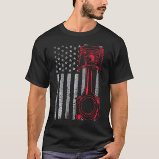 Camiseta Mecânico Muscular Engraçado com Pavilhão Americano