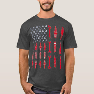 Camiseta Mecânico Patriótico Mecânico dos EUA Bandeira A