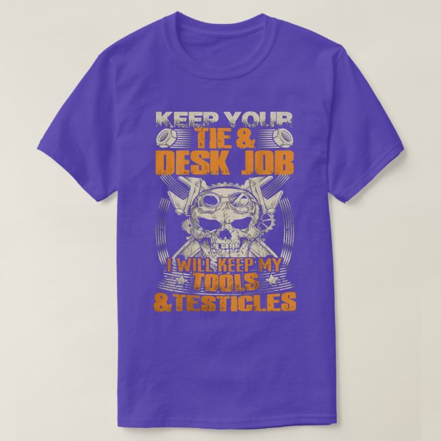 Camiseta Mecânico Vou Manter Minhas Ferramentas e Testículo (Frente do Design)