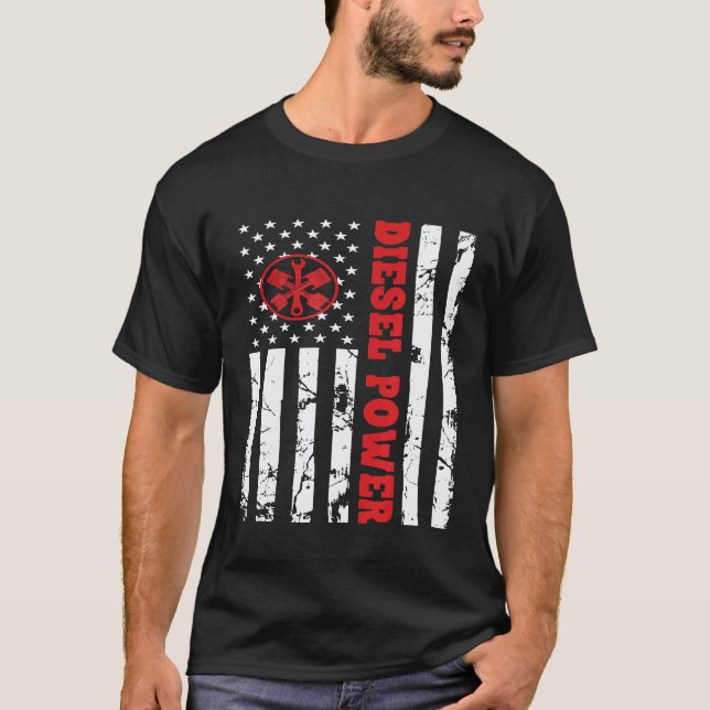 Camiseta Mecânicos da Linha Vermelha Fina da Bandeira Ameri (Frente)