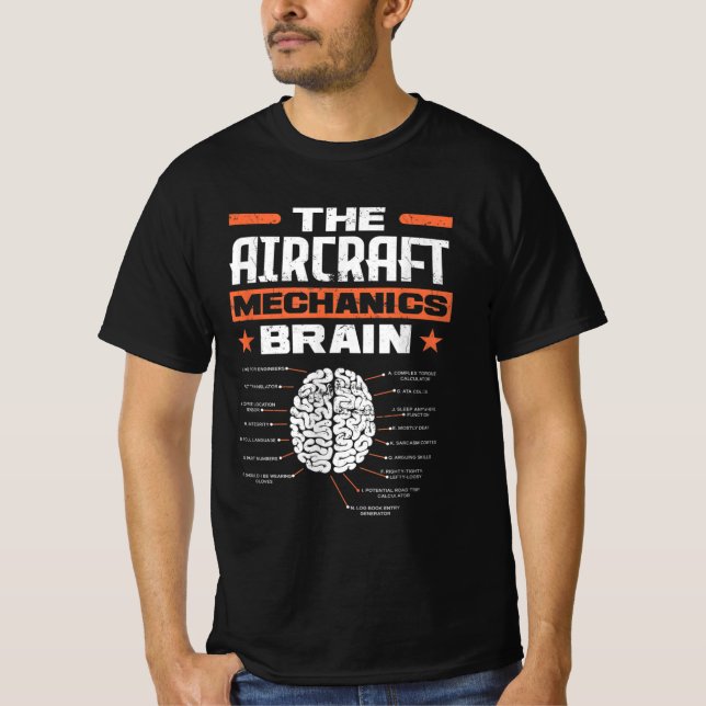 Camiseta Mecanismos aeronáuticos Cérebro Aviação Aeronave F (Frente)