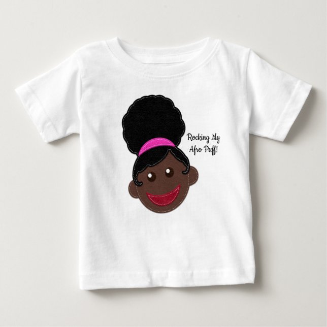 Camiseta Mecendo Meu Afro Puff! Cabelo Natural de Crianças (Frente)