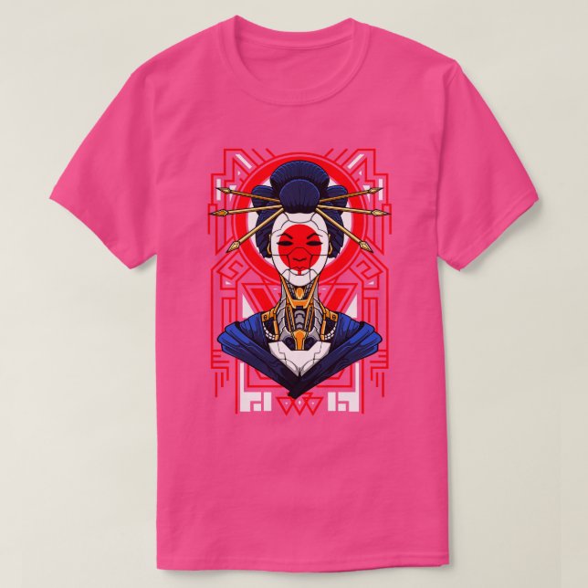 Camiseta Mecha Geisha Cyborg (Frente do Design)
