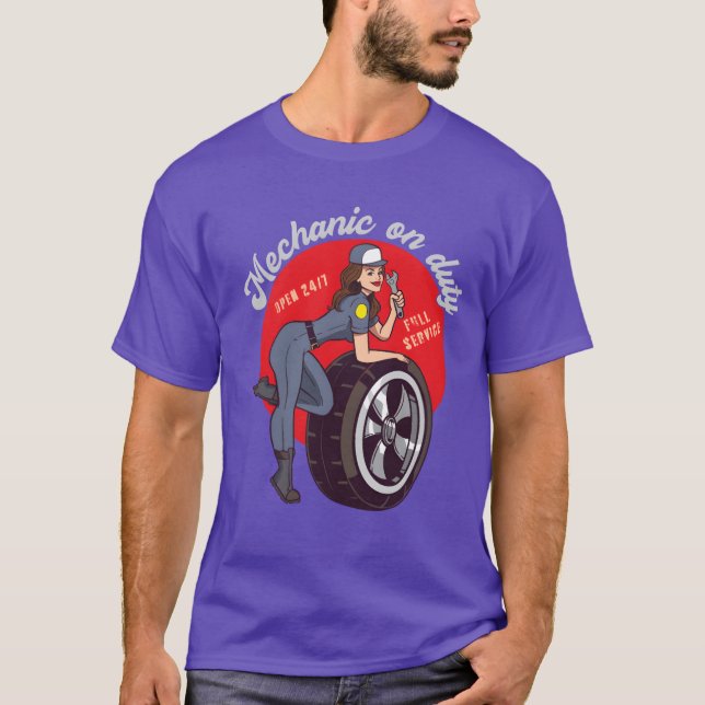 Camiseta Mechanic on Duty Repair girl car repair shop frien (Frente)
