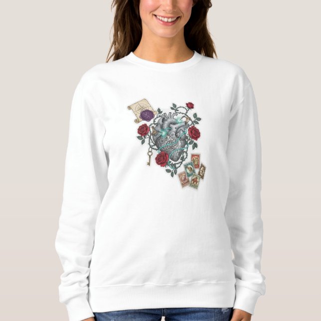 Camiseta Mechanical Heart with Roses – Vintage Surreal Art (Frente)