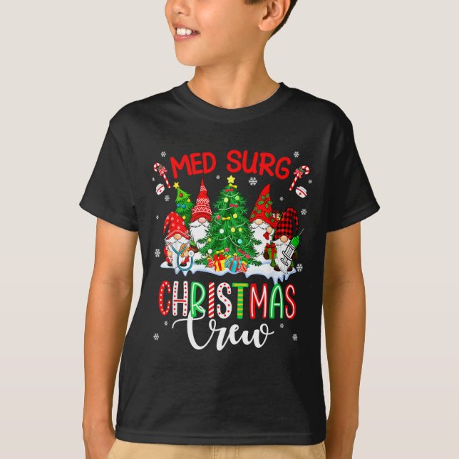 Camiseta Med Surg Christmas Crew Group Gnomes Decorating Xm (Frente)