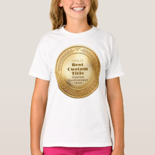Camiseta Medalha de Ouro Realista 3D Personalizável e Premi