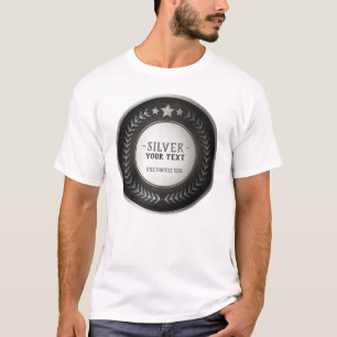 Camiseta MEDALHA Prata Campeão DIY IMPRESSÃO PERSONALIZADA 