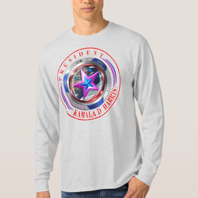 Camiseta Medalhão de Carimbo e Harris-Walz (Frente)