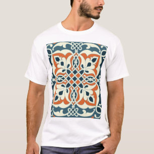 Camiseta Medalhão Vintage: Padrão Colorido Sem Costura