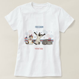 Camiseta Medalhas Independentes - Engraçado 4 de julho Cat