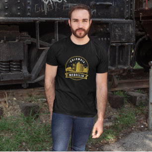 Camiseta Medellin Colombia Cityscape Dourado