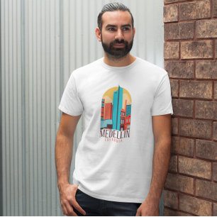 Camiseta Medellin Colombia Vintage Cityscape
