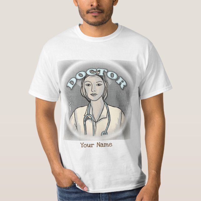 Camiseta Médica retrô-fêmea (Frente)