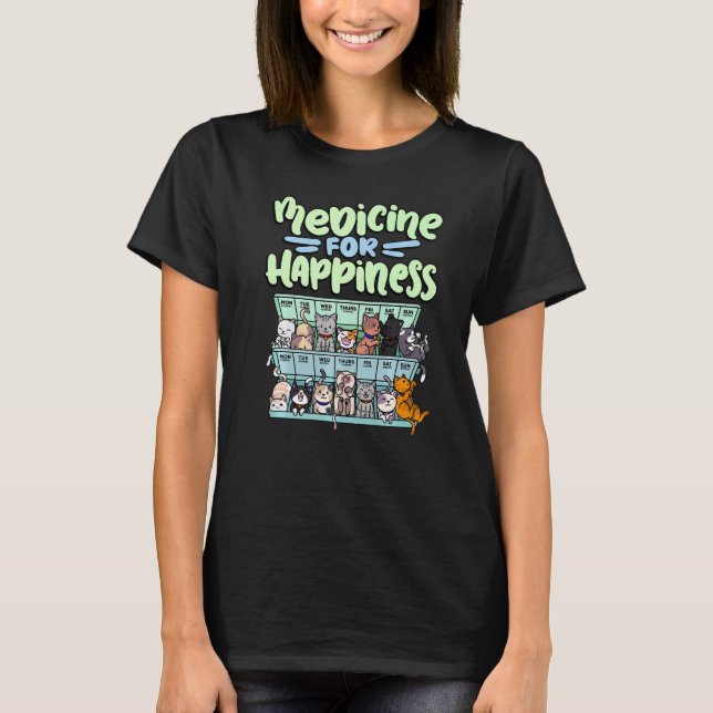 Camiseta medicamento para caixa de pílula de felicidade raç (Frente)