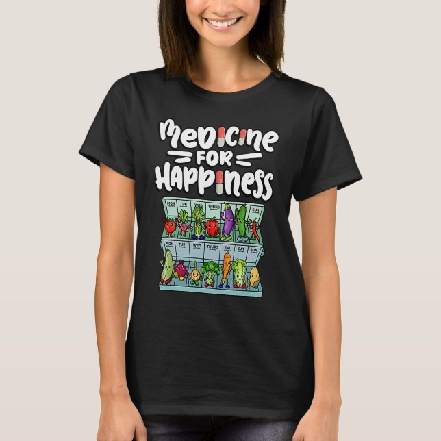 Camiseta Medicamento Para Felicidade Dose Vegetal Dose Diár (Frente)
