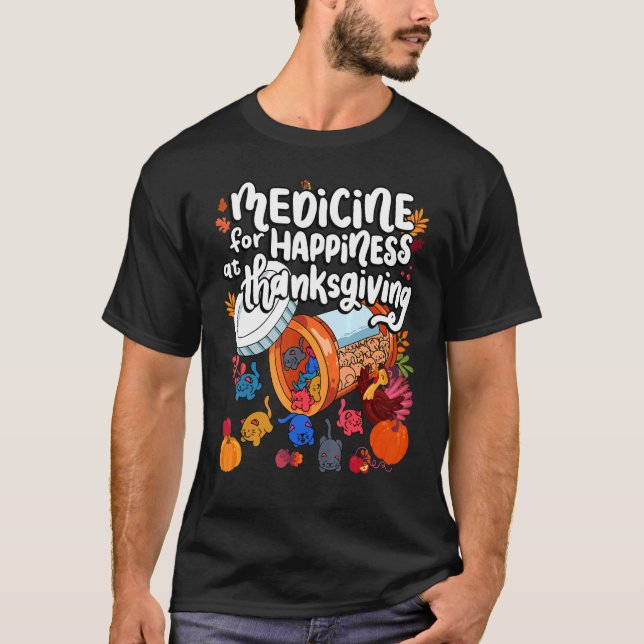 Camiseta Medicina Para Felicidade Em Gummies De Gato De Açã (Frente)