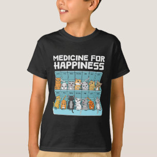 Camiseta Medicina Para Felicidade Gato Presente Para Homens