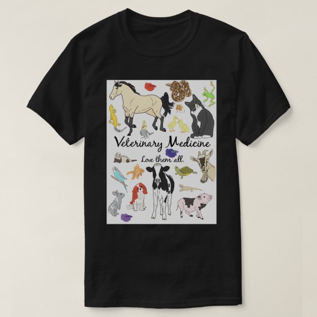 Camiseta Medicina Veterinária Ama Todos Eles (Frente do Design)