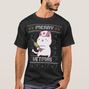 Camiseta Medicina Veterinária Gato Gato Vet Febre De Natal
