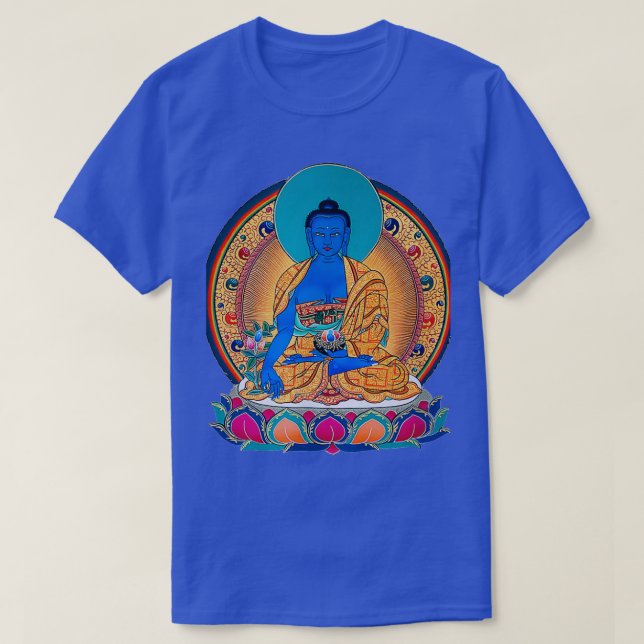 Camiseta Medicine Buddha Curando Mantra Tibetano Budista Yo (Frente do Design)