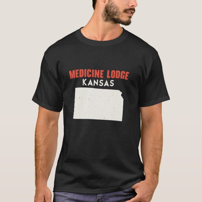 Camiseta Medicine Lodge Kansas EUA State America Viagem Kan (Frente)
