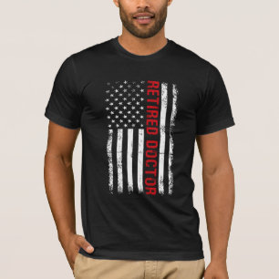 Camiseta Médico Aposentado EUA Bandeira Desgastada
