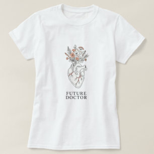Camiseta Médico Futuro Coração Anatômico com Boca Floral