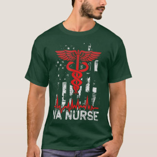 Camiseta Médico operário Americano Flag VA Enfermeira T-Shi