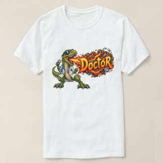 Camiseta Médico T-Rex Engraçado Respirando Fogo | Doutor Di