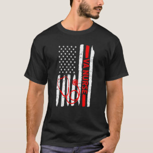 Camiseta Médico Trabalhador Americano Flag Va Nurse