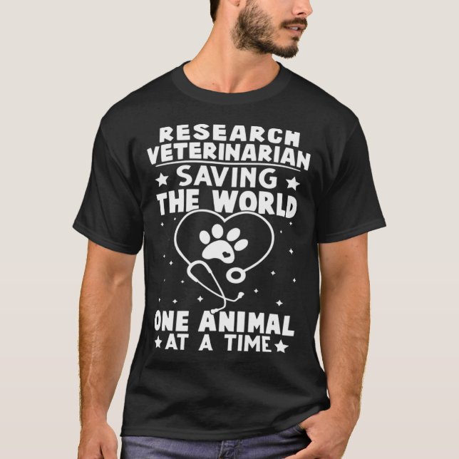Camiseta Médico Veterinário Da Pesquisa, Salvando O Animal  (Frente)
