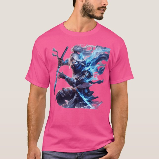 Camiseta Medieval anime sword fighter funny (Frente)
