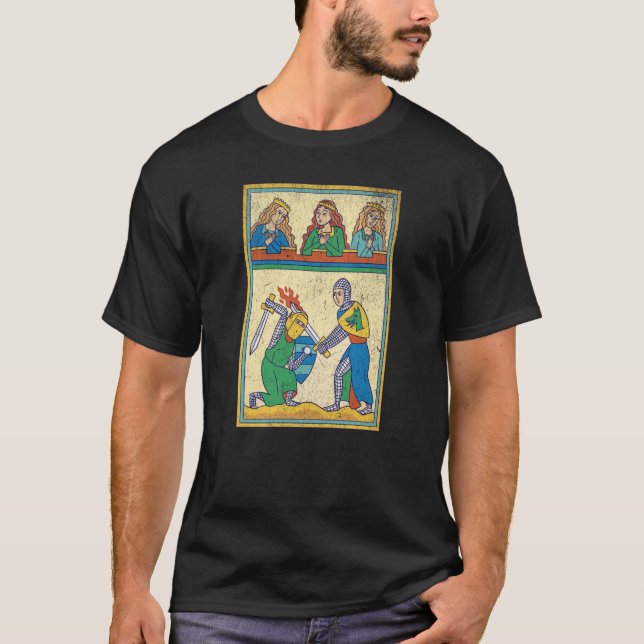 Camiseta Medieval Fight Retro Tarot Card medieval Cool Vint (Frente)