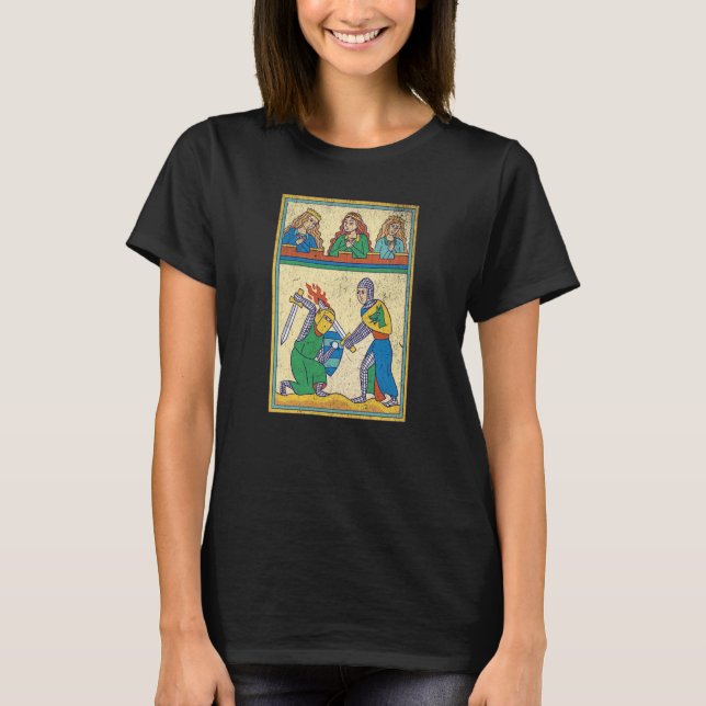 Camiseta Medieval Fight Retro Tarot Card medieval Cool Vint (Frente)