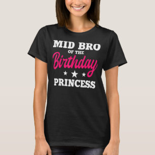 Camiseta Médio Irmão Da Festa De Aniversário Princesa Bday