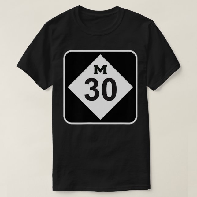 Camiseta Médio Michigan Highway M30 Midland Wiom Lake Edenv (Frente do Design)