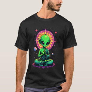 Camiseta Meditação Alienígena Yoga Vibrações Cósmicas