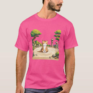 Camiseta Meditação Bonsai Kitten Lover Japonês Art Cut