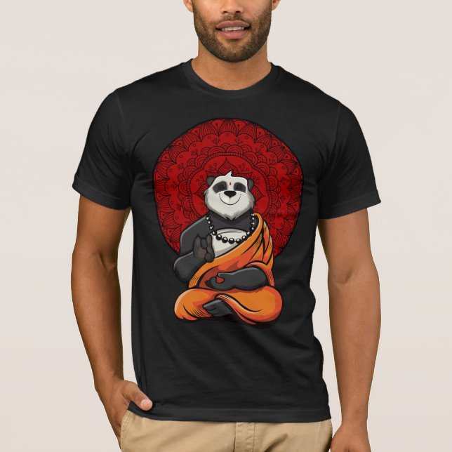 Camiseta Meditação Buda Panda Bear Zen Yoga (Frente)