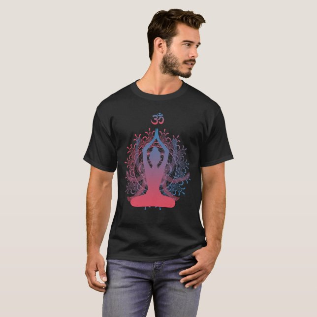 Camiseta Meditação da mandala de Chakra (Frente Completa)