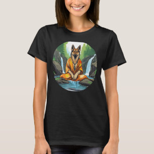 Camiseta Meditação de Cachorro Engraçado no Jardim do germa