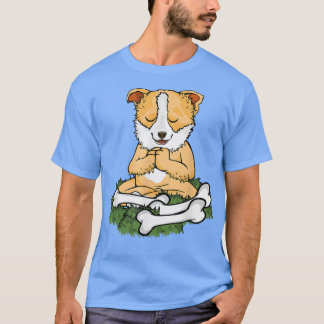Camiseta Meditação de Cães Lover Yoga Women Corgi Dog Medit
