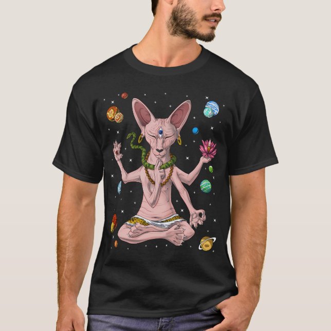 Camiseta Meditação de Gato Sphynx (Frente)