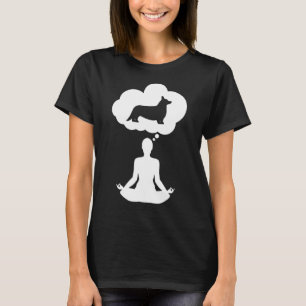 Camiseta Meditação de Ioga Paz Interior Pense no Meu Corgi
