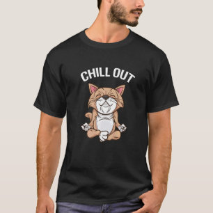 Camiseta Meditação de Relaxamento de Gato Lotus Seat Yoga