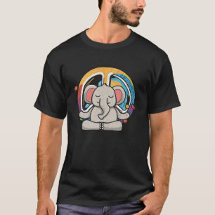 Camiseta Meditação de Símbolo de Paz de Hippie Elephant Yog