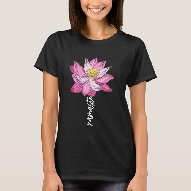Camiseta Meditação de Yoga Espiritual da Flor Namaste Lotus (Frente)