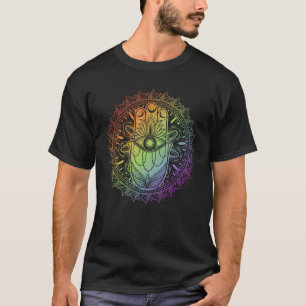 Camiseta Meditação de Yoga Hindu Hindu mau Eye Hamsa Mão Ma