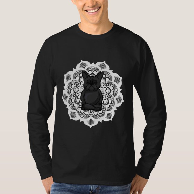 Camiseta Meditação do Buldogue Francês Mandala (Frente)